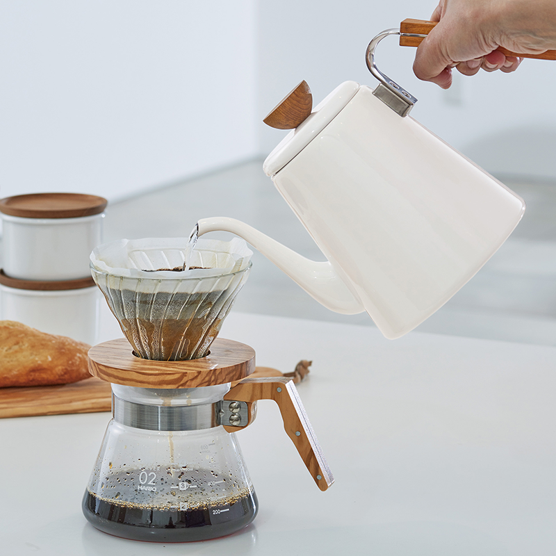 Kaffee-Übergießkessel Bona, 800 ml, weiße Emaille