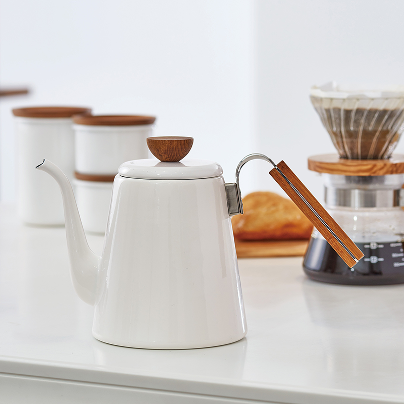 Kaffee-Übergießkessel Bona, 800 ml, weiße Emaille