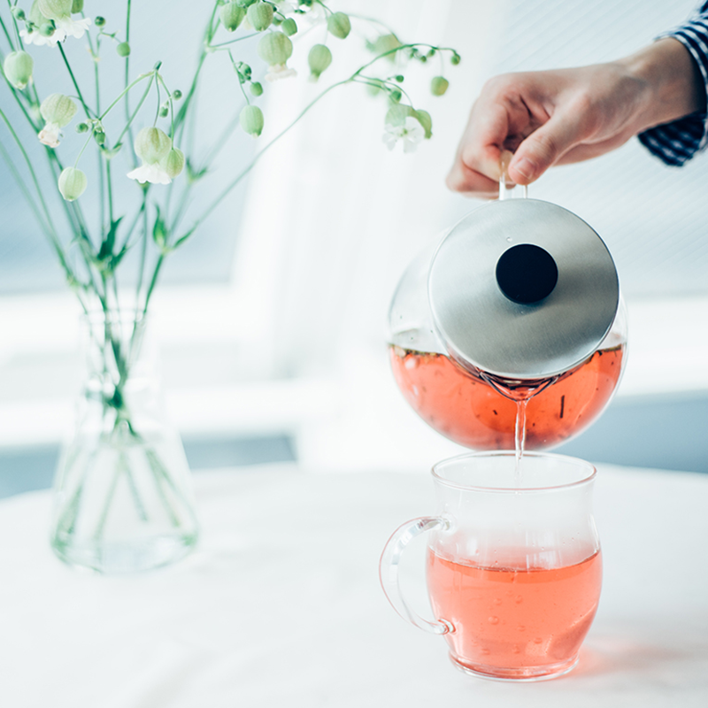 HARIO Jumping Leaf Teapot 600ml JPS-60-HSV glass tea pot pouring mug cup flower