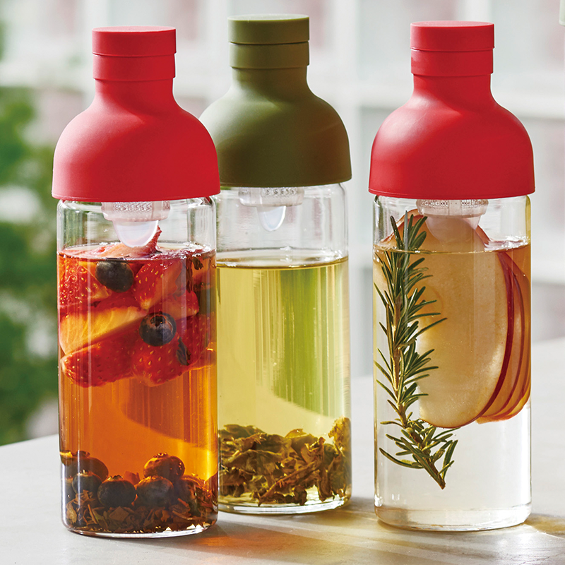 HARIO Cold Brew Tea Bottle 300ml FIB-30-OG FIB-30-R olive green red fruit herb