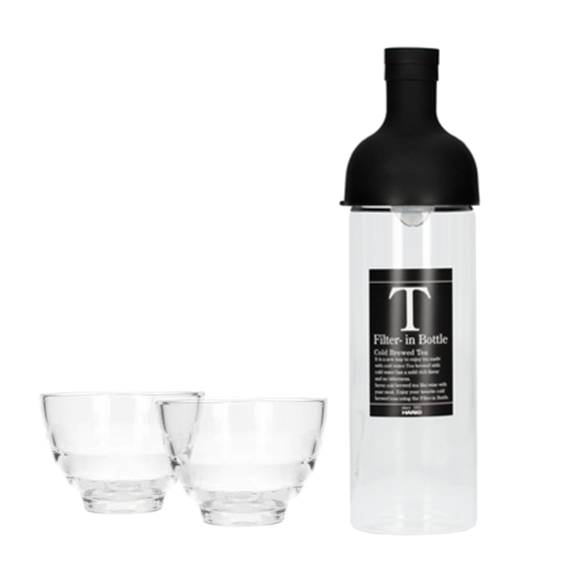 HARIO Cold Brew Tea Bottle Glass Cup Set 750ml FIHU-2012 black glass cups