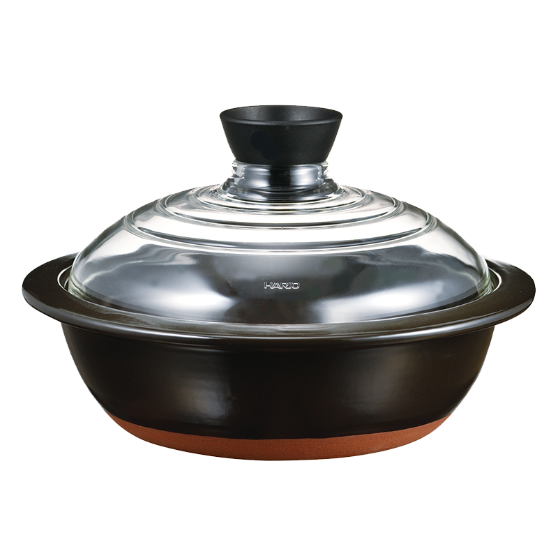 HARIO GDN-225-B Glass Lid Pot Donabe Go