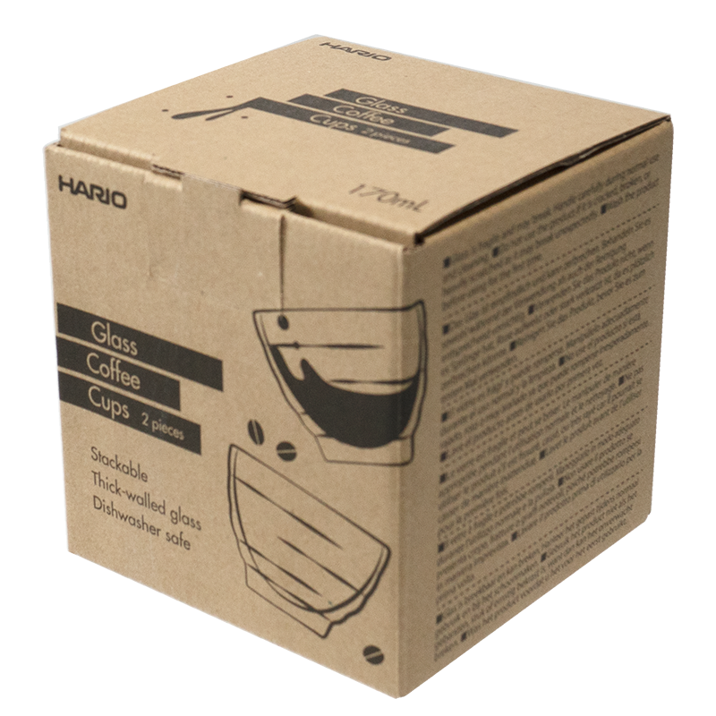 HARIO HU-2-EX Heatproof Glass Cup 2pcs Set Yunomi box packaging