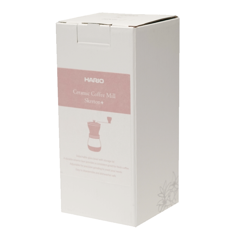 HARIO MSCS-2DTB-BLM Ceramic Coffee Mill Skerton Plus - Bloom Series Black Bloom packaging