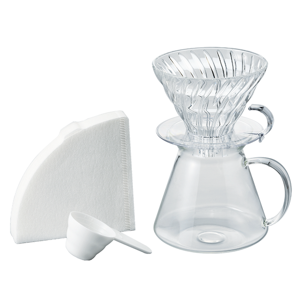 Set Hario V60 Per Caffè - 600 Ml, Vetro, Con Contagocce, Sollevatore E Filtri - Foto 2