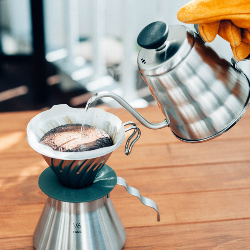 HARIO V60 Metal Drip Kettle Buono O-VKB-70-HSV Outdoor Collection brewing coffee V60 dripper server