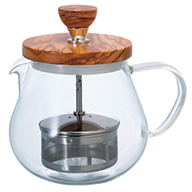 HARIO TEO-45-OV Wood Pull-up Tea Maker "Teaor" 450ml heatproof glass teapot 