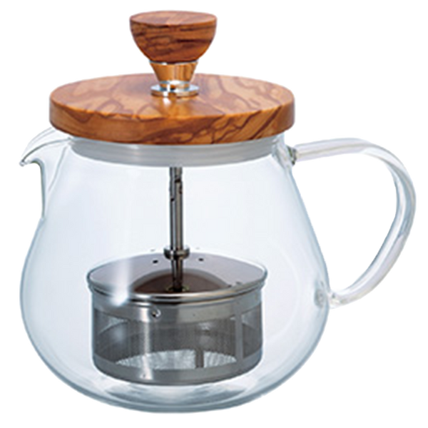 HARIO TEO-45-OV Wood Pull-up Tea Maker "Teaor" 450ml heatproof glass teapot 