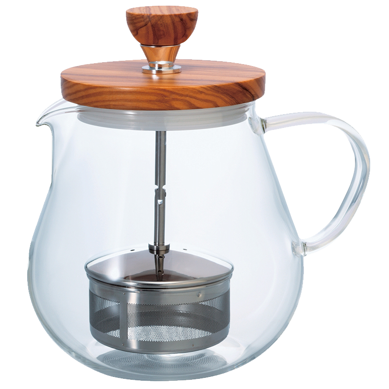 HARIO TEO-70-OV Wood Pull-up Tea Maker "Teaor" 700ml heatproof glass teapot 