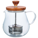 HARIO TEO-70-OV Wood Pull-up Tea Maker "Teaor" 700ml heatproof glass teapot 