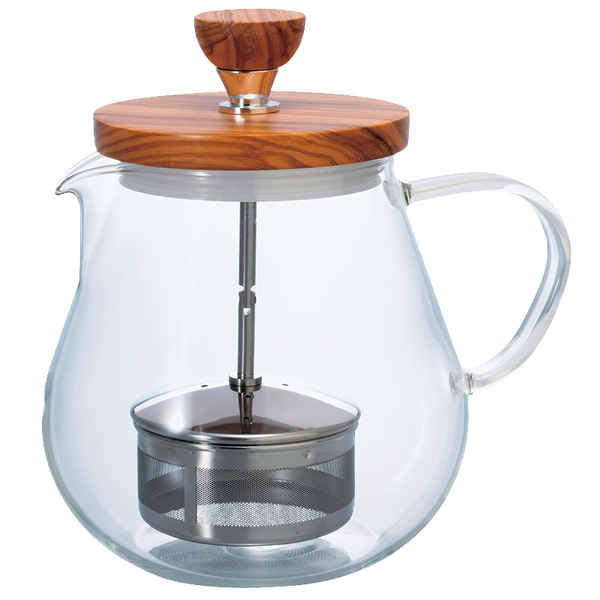 HARIO TEO-70-OV Wood Pull-up Tea Maker "Teaor" 700ml heatproof glass teapot 